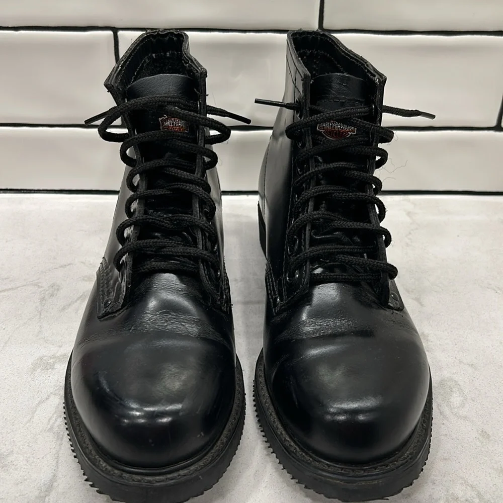 Vintage Harley Davidson Men’s Leather Lace Up Boots Made in the USA Biker Size 8